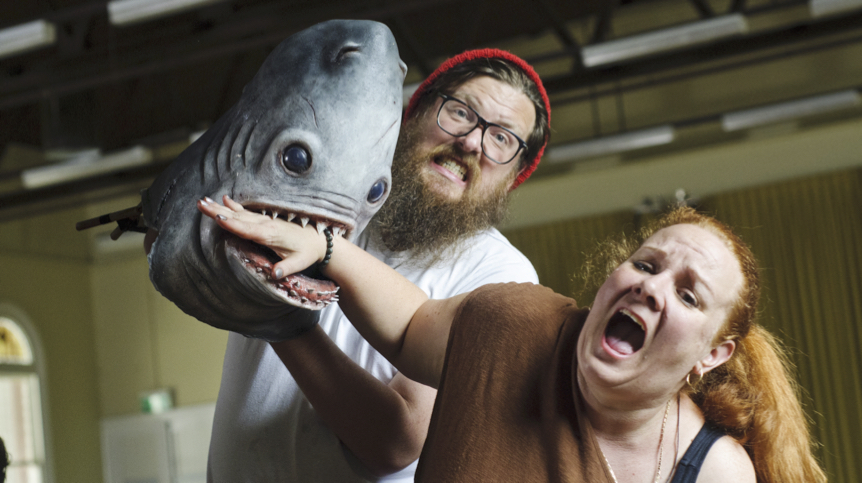 Rennie Watson, Marie Kealy & Terry the Shark.