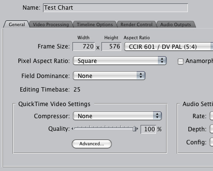 FCP Sequence Settings