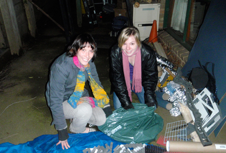Catherine & Karen sorting through all the rubbish.